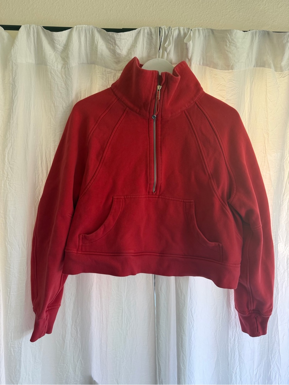 Lululemon 1/4 Zip Red Scuba Pullover Sweatshirt - Women